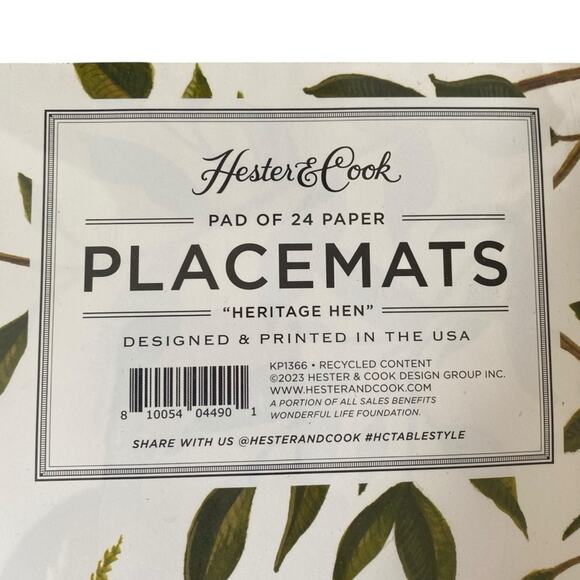 Hester & Cook Heritage Hen Pad of 24 Paper Placemats NWT - Picture 7 of 7